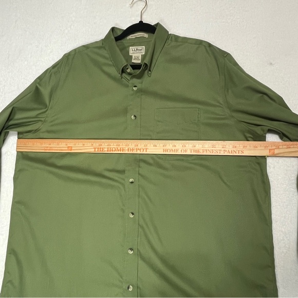 L.L. Bean Men's Shirt Wrinkle Resistant Long Sleeve Button Down 100% Cotton Gree - Picture 11 of 11
